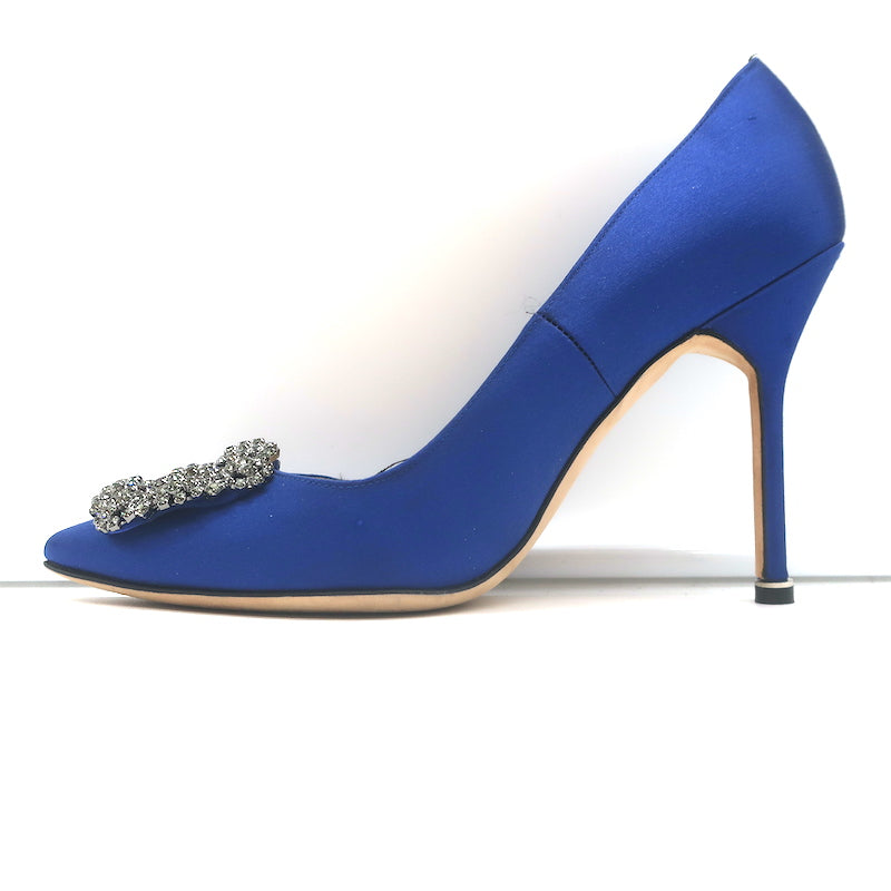 Manolo Blahnik Hangisi 105 Crystal Buckle Blue EU38